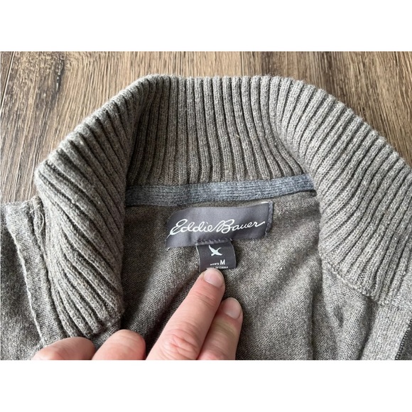 Eddie Bauer Men's Sweater Size Medium Brown Long Sleeve 1/4 Zip Pullover Sweater - Picture 9 of 9